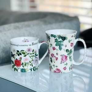 2 Rose Garden Theme Mugs